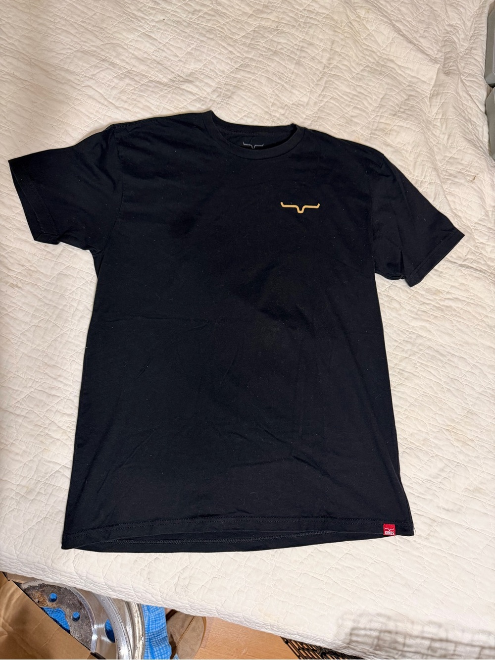 Kimes Ranch Black Short Sleeve Tee with Small Gold Emblem